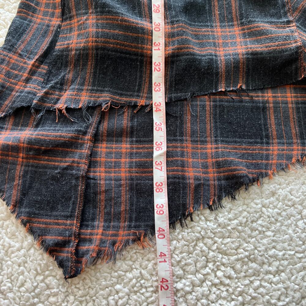Zara Woman Orange Gray Plaid Oversized Button Up Medium - Picture 10 of 10